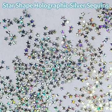 Art Craft Glitter, 3mm Star Shaped Holographic Chunky Flakes Sequins for Slime, Nail Art,Tumblers, Resin Craft, Festival Party - 0.35oz (10g) (Laser Silver)