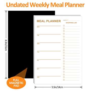 Weekly Meal Planner - 2 Pack Undated Tear-off Sheets, Magnetic Meal Planner for Refrigerator, Includ...