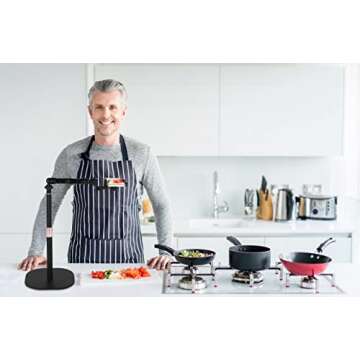 Tabletop Phone Mount Stand Holder Compatible with iPhone 14 13 12 11 Xs Xr X 9 8 7 and Samsung Cell Phones, for Vlogging/Baking/Live Streaming/Online Course