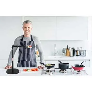 Tabletop Phone Mount Stand Holder Compatible with iPhone 14 13 12 11 Xs Xr X 9 8 7 and Samsung Cell Phones, for Vlogging/Baking/Live Streaming/Online Course