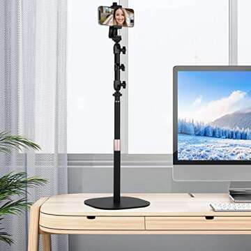 Tabletop Phone Mount Stand Holder Compatible with iPhone 14 13 12 11 Xs Xr X 9 8 7 and Samsung Cell Phones, for Vlogging/Baking/Live Streaming/Online Course