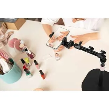 Tabletop Phone Mount Stand Holder Compatible with iPhone 14 13 12 11 Xs Xr X 9 8 7 and Samsung Cell Phones, for Vlogging/Baking/Live Streaming/Online Course