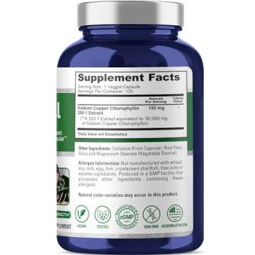 NusaPure Chlorophyll 30,000mg Equivalent per Capsule 120 Vegetarian Caps (Non-GMO, Vegan)