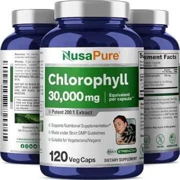 NusaPure Chlorophyll 30,000mg Equivalent per Capsule 120 Vegetarian Caps (Non-GMO, Vegan)