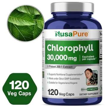 NusaPure Chlorophyll 30,000mg Equivalent per Capsule 120 Vegetarian Caps (Non-GMO, Vegan)