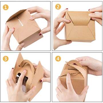 NPLUX Cupcake Boxes,60pcs Single Cupcake Carrier with Window Inserts for Bakery Wrapping(Brown)