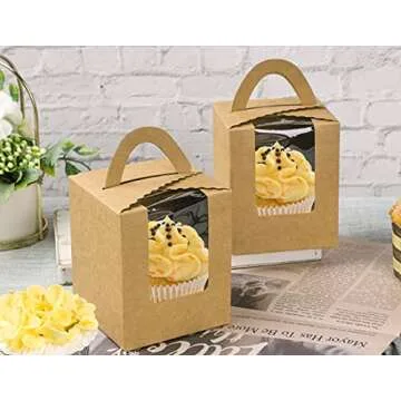 NPLUX Cupcake Boxes 60pcs - Sturdy Carrier with Window