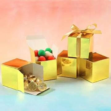 COTOPHER 60pcs Wedding Favor Boxes - Paper Gift Boxes with Ribbons for Celebrations