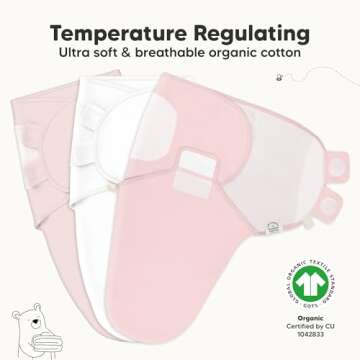 Organic Baby Swaddle Sacks for Newborns - 3 Pack