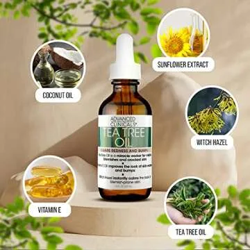 Advanced Clinicals Tea Tree Oil For Skin | Acne Patch Vegan Facial Serum | Targets Redness, Bumps, A...