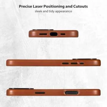 Belemay Compatible with iPhone 16 Pro Leather Case, Compatible with MagSafe, Premium Full-Grain Vegetable-Tanned Smooth Leather, Metal Buttons & Camera Bump Frame, Luxury Cover (6.3") Saddle Brown