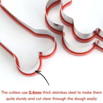 4 Pcs Dog Bone and Dog Paw Cookie Cutters, Dog Treats Cookie Cutter, Dog Bone Shapes Cutters, Homemade Dog Biscuit Treats Cutters, Coated with Soft PVC for Protection