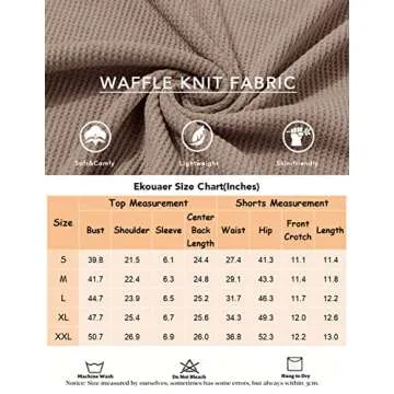 Ekouaer Waffle Knit Lounge Sets for Women 2 Piece Outfits Short Sleeve Top and Shorts Pajama Sets Tracksuit Sweatsuits White