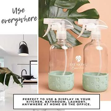 16 oz Glass Spray Bottle Set with Silicone Sleeves