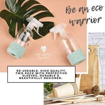 16 oz Glass Spray Bottle Set with Silicone Sleeves