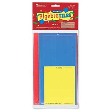 Learning Resources Magnetic Algebra Tiles, Algebraic Math Skills, Magnets for Any Magnetic Surface, 72 Piece Set, Ages 11+