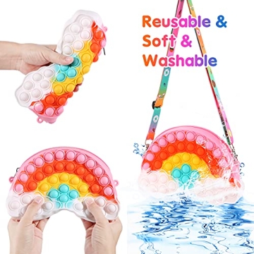 GOHEYI Rainbow Clouds Fidget Purse for Kids & Teens