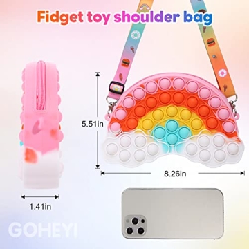GOHEYI Rainbow Clouds Fidget Purse for Kids & Teens