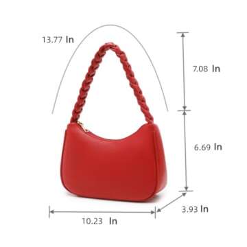 CYHTWSDJ Shoulder Bags for Women, Cute Hobo Tote Handbag Mini Clutch Purse with Zipper Closure (Braid Red)