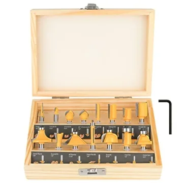 BAIDETS 15-Piece Tungsten Carbide Router Bits Set for Woodworking