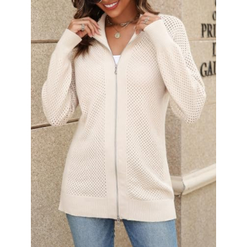 Women's Oversized Zip-Up Turtleneck Cardigan - Soft & Stylish
