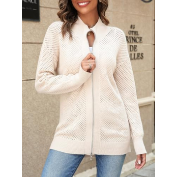 Women's Oversized Zip-Up Turtleneck Cardigan - Soft & Stylish