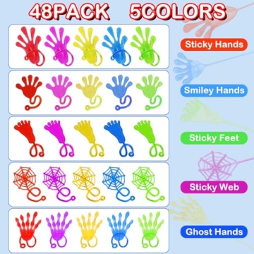 48 Pack Sticky Hands for Kids Party Favors and Rewards