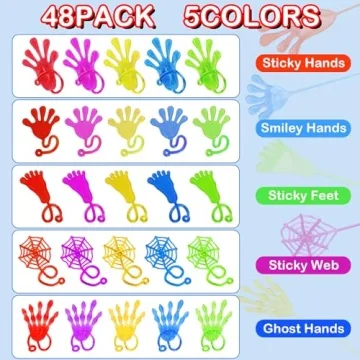 48 Pack Sticky Hands for Kids Party Favors and Rewards