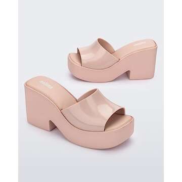 Melissa Posh Slip-On Platform Jelly Heels for Women - Cushioned, Stylish and Comfortable Chunky Plat...