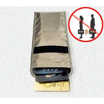 Security Pouch Faraday Bag Anti-Radiation Cell Phone Sleeve Signal Block Pouch Shield EMF 5G Protection RF GPS RFID Privacy Case Covers Smartphone Electronic Devices Anti-Tracking Wallet (B)
