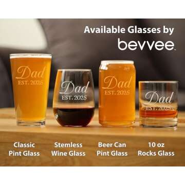 Dad Est 2025 New Father Pint Glass Gift for Dads