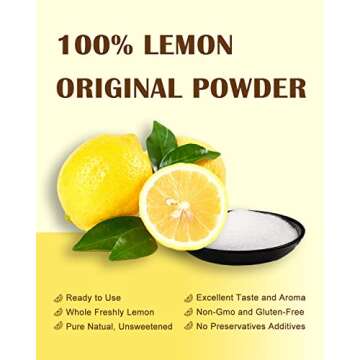 ORGFUN Original Lemon Powder, Freeze Dried Lemon Juice Powder, Great for Beverages, Smoothies, Baking 7.06 Oz