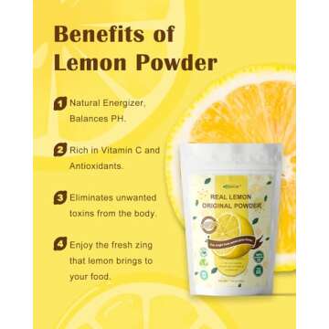 ORGFUN Original Lemon Powder, Freeze Dried Lemon Juice Powder, Great for Beverages, Smoothies, Baking 7.06 Oz