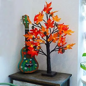 Battery Operated Lighted Maple Tree for Autumn Decor