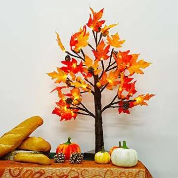 Battery Operated Lighted Maple Tree for Autumn Decor