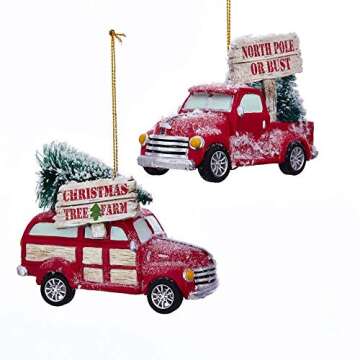 Cozy Cottage Truck Ornaments, 2 Assorted