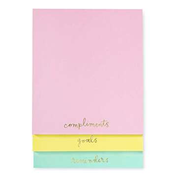 kate spade new york Stacked Notepad Assorted Sizes, Includes 3 Cute Notepads with 75 Sheets Each, Co...