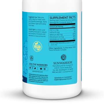 Fulvic Acid Trace Minerals Drops Supplement Organic Liquid Mineral Water Drops Vegan | Plant Based Liquid Light Mineral Complex 32 Fl Oz 32 Servings by Sunwarrior