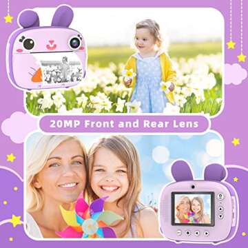 CAMCLID Instant Camera for Kids - 2.5K HD & Inkless Printing, Purple