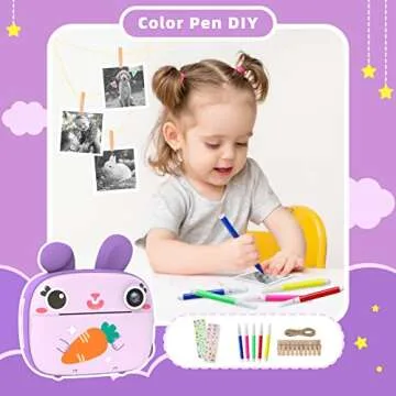 CAMCLID Instant Kids Camera with No Ink Printing and 32G Card