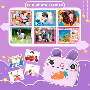 CAMCLID Instant Kids Camera with No Ink Printing and 32G Card
