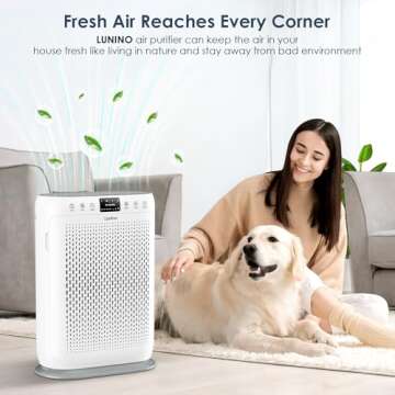 Air Purifiers for Home Large Room up to 1740sq.ft, LUNINO H13 HEPA Air Filter with PM 2.5 Display Ai...