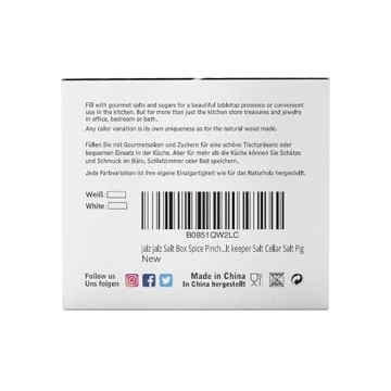 JALZ Marble Salt Box Set with Wooden Lid & Spoon