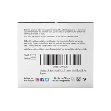 JALZ Marble Salt Box Set with Wooden Lid & Spoon