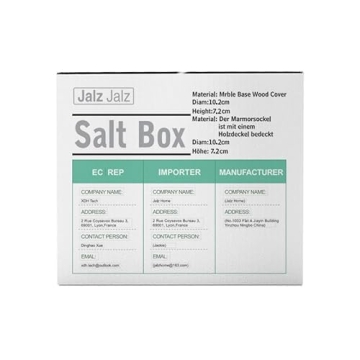 JALZ Marble Salt Box Set with Wooden Lid & Spoon