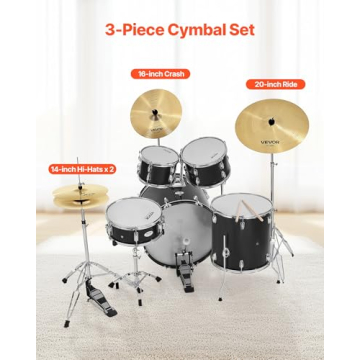 VEVOR Cymbal Pack - 3pcs Drum Cymbals Set with Storage Bag & Sticks