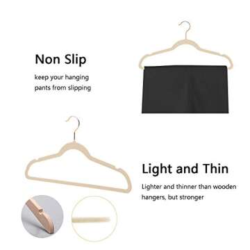 Non-Slip Velvet Clothes Hangers with Rose Gold Hook - Pack of 50