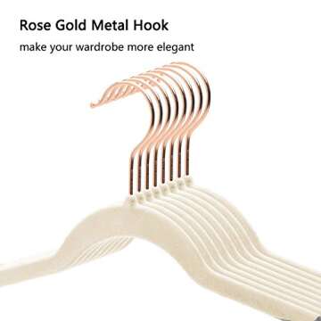 Non-Slip Velvet Clothes Hangers with Rose Gold Hook - Pack of 50