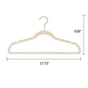 Non-Slip Velvet Clothes Hangers with Rose Gold Hook - Pack of 50