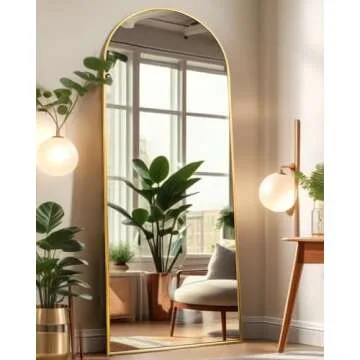 KOMCOTE Arch Mirror Full Length, Floor Length Mirror, Arched Floor Mirror, 58"x18" Wall Mirror Full Length, Gold Floor Mirror, Bedroom Mirror Full Length, Stand up Mirror for Living Room, Gold